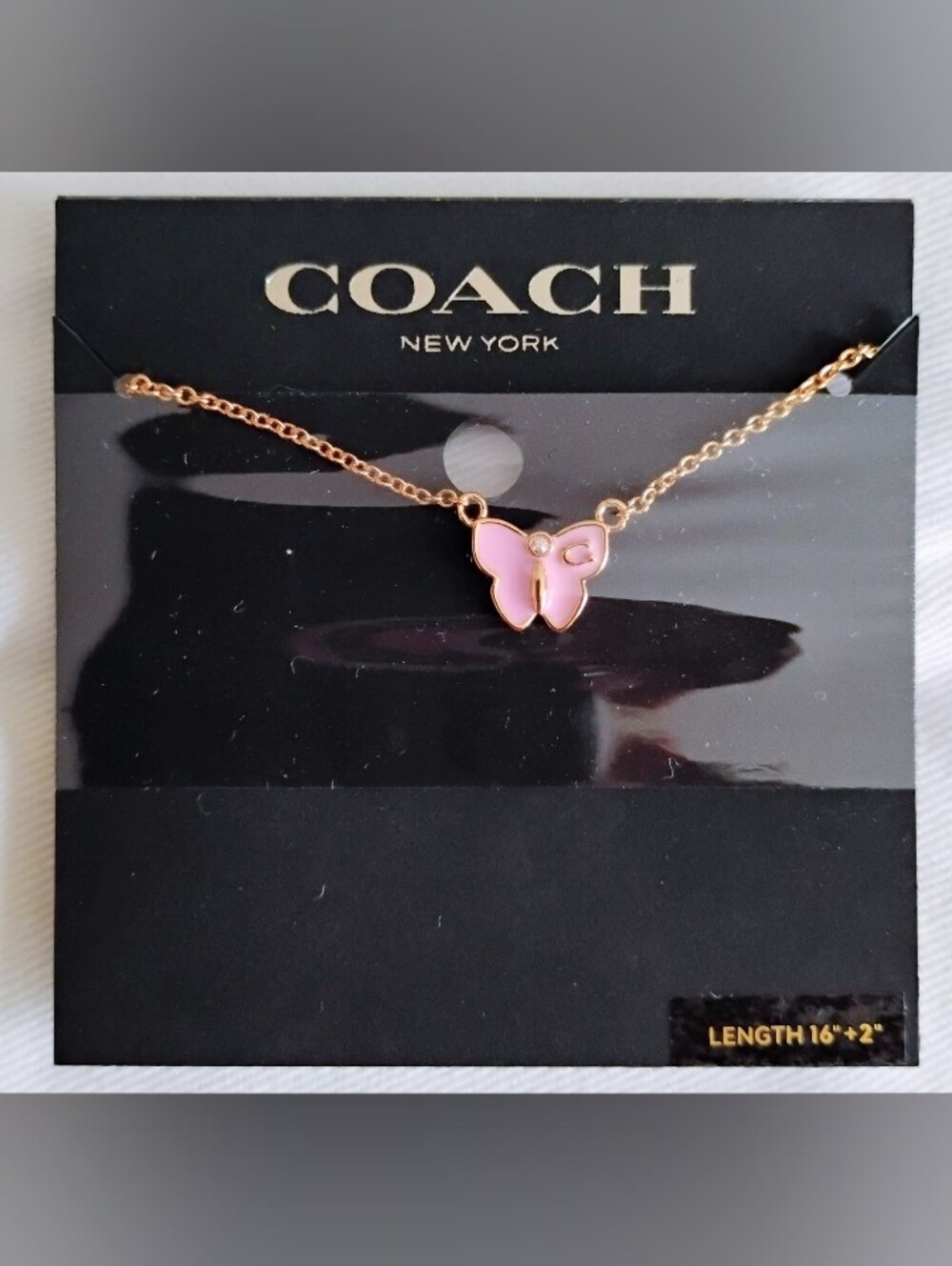 NEW Coach Pink Butterfly Necklace - w/ GHW - Picture 6 of 7